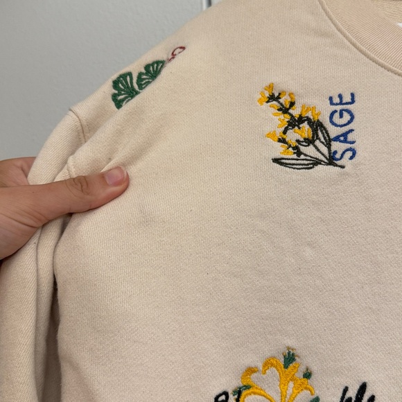 Madewell Botanical Embroidered Bell Sleeve Sweater Size Small - Picture 8 of 9